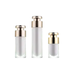 1oz / 30ml Acrylic Cylinder Double-Wall Airless Pump Bottle with Metallized Shoulder & Pump Actuator, 0.22cc Dosage