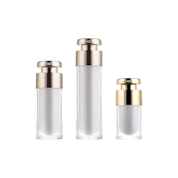 4.1oz / 120ml Acrylic Cylinder Double-Wall Airless Pump Bottle with Metallized Shoulder & Pump Actuator, 0.22cc Dosage