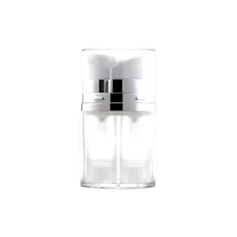 2x10ml / 0.34oz AS Oval Dual-Chamber Airless Pump Bottle with Clear AS Overcap & Opposing Independent PP Pumps, 1:1 Ratio, 0.22cc Dosage