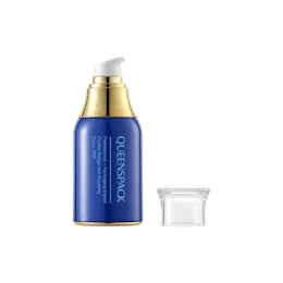 2oz / 60ml AS Round Airless Pump Bottle with Clear Acrylic Overcap, 0.2cc Dosage