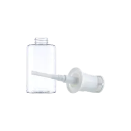 16.9oz / 500ml Clear PET Bevel Cleanser Pump Bottle with Twist Lock PP Pump