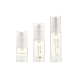 0.34oz / 10ml Clear PP Cylinder Airless Pump Bottle with Clear Overcap, 0.12cc Dosage