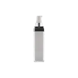 4.7oz / 140ml Acrylic Slim Square Pump Bottle with ABS Overcap & PP Pump with Aluminum Collar