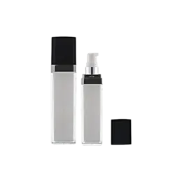 4.7oz / 140ml Acrylic Slim Square Pump Bottle with ABS Overcap & PP Pump with Aluminum Collar