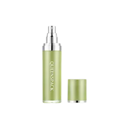 1.7oz / 50ml Acrylic Slim Cylinder Pump Bottle with Overcap, Metallic Accent Band & Aluminum Pump