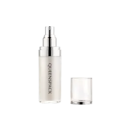 1oz / 30ml Acrylic Double-Wall Cylinder Pump Bottle with Clear Overcap, PP Inner Bottle & Aluminum Pump