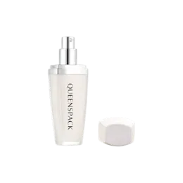 3.4oz / 100ml Acrylic Double-Wall Oval Pump Bottle with ABS Overcap, Metallized Shoulder & Aluminum Pump