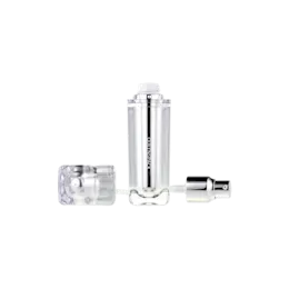 1oz / 30ml Acrylic Double-Wall Square Pump Bottle with Matching Acrylic Overcap & Aluminum Pump