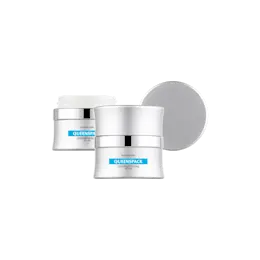 1.7oz / 50ml Aluminum Double-Wall Waisted Cream Jar with Glass Inner Jar, Silver Accent Band & Matching Closure