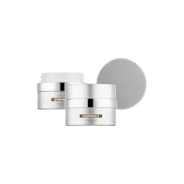 1oz / 30ml Aluminum Double-Wall Straight Sided Cream Jar with Glass Inner Jar, Flush Cap & Silver Accent Band
