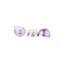 2oz / 60ml Acrylic Egg-Shaped Double-Deck Cream Jar (20ml + 40ml) with Sealing Disc, Metallic Accent Band & Domed Cap