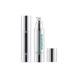 1oz / 30ml AS, PP & Aluminum Cylinder Airless Pump Bottle with Matching Metallic Overcap, 0.25cc Dosage