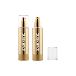1.7oz / 50ml AS Cylinder Airless Pump Bottle with Clear Overcap & Aluminum Pump, 0.2cc Dosage