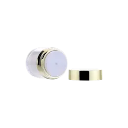 0.51oz / 15ml Refillable Acrylic Double-Wall Straight Sided Airless Jar with Disc Pump, Metallized Overcap & Shoulder, & PP Inner Jar
