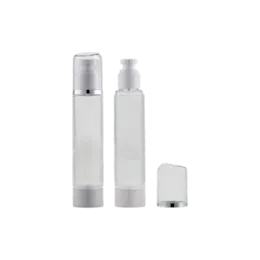 3.4oz / 100ml Clear AS Cylinder Airless Pump Bottle with Clear AS Overcap, 0.22cc Dosage