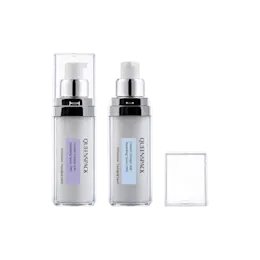 1.7oz / 50ml AS Cylinder Airless Pump Bottle with Clear AS Overcap & PP Pump with Metallized Collar, 0.2cc Dosage