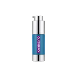 1oz / 30ml AS Cylinder Airless Pump Bottle with Retractable Metallized PP Pump with ABS Collar, 0.22cc Dosage