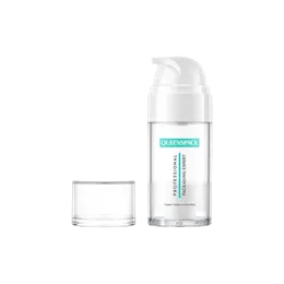 1.7oz / 50ml PET Cylinder Airless Pump Bottle with Clear Overcap, 0.5cc Dosage