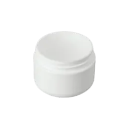 The image shows a Mold-Rite Plastics 1.0oz PP Jar. The jar is cylindrical, made of translucent plastic, and has a smooth surface. It features a screw-on lid that matches the body of the jar in material and finish. The jar is compact and designed for holding small amounts of various substances, such as cosmetics or samples.