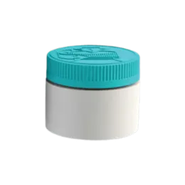 The image shows the Mold-Rite Plastics 3.0oz PP Jar. It is a small, cylindrical container made of white plastic. The jar has a smooth surface with a screw-on lid that appears to be tightly secured. The overall design is simple and functional, suitable for storing various small items or products. The image appears to be a product photo with a plain white background, focusing on the jar itself. 
