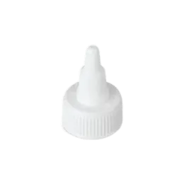 The image shows the Mold-Rite Plastics 2.0oz LDPE Twist Open Cap. The cap is white and cylindrical with a smooth surface. It features a twist-open mechanism, which is indicated by a small, raised arrow and the words "Twist Open" embossed on the top. The cap is designed to fit securely onto containers, providing a tight seal. The overall appearance is clean and functional, suitable for dispensing liquids or gels.