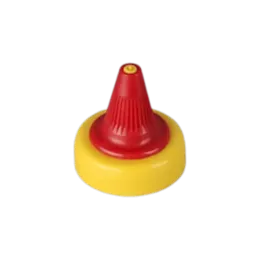 The image features the MRP Solutions PE Twist Open Cap 38-2149-10-01. It is a white, cylindrical plastic cap with a smooth surface. The cap has a twist-open mechanism and is designed to fit on compatible containers. The top of the cap is flat and slightly domed, providing a clean and simple appearance.