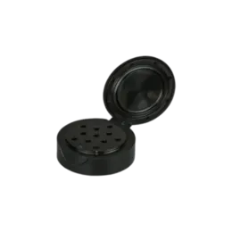 The image shows a MRP Solutions PP Flip Top Cap in a 43/400 size. The cap is white and features a smooth, rounded design with a flip-top lid. The top of the cap has a small, circular indentation to facilitate opening. The underside of the cap, which is not visible in the image, is designed to screw onto a compatible container. The image presents the cap against a plain, light-colored background.