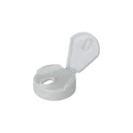 The image shows a white plastic flip-top cap designed for bottles, named "MRP Solutions PP Flip Top Cap 38-400." The cap has a smooth, rounded surface and a circular flip-top lid that can be opened and closed for dispensing the bottle's contents. The cap features a 38-400 neck finish, which indicates it is compatible with bottles that have a 38mm diameter opening and 400 thread turns.