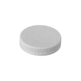The image shows the MRP Solutions PP Threaded Closure 70-400 CR070. It is a white, round, plastic cap with threading on the inner side. The cap has a smooth, flat top surface and ribbed edges for grip, designed to fit onto containers with a 70-400 neck finish. The closure is intended for secure sealing and ease of opening and closing.