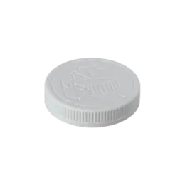 The image shows the MRP Solutions PP Threaded Closure 89-400 CR089. It is a circular, white plastic bottle cap with a smooth surface and threaded inner lining for secure attachment. The cap appears to have a standard design typically used for various types of containers. This closure is suitable for an 89-400 neck finish.