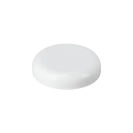 The image showcases the Mold-Rite Plastics PP Threaded Closure 70-0-400-0 (DD070). It is a circular, white plastic cap with a smooth, flat top and ribbed sides for easy gripping. The threading on the lower interior edge is visible, which allows it to securely fasten to compatible containers. The closure is designed for use in various packaging applications.
