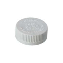 The image shows a white, round, plastic cap with a smooth, flat top and ribbed sides for grip. The cap is a threaded closure designed for bottles and containers. This product is named "MRP Solutions PP Threaded Closure 38-400."