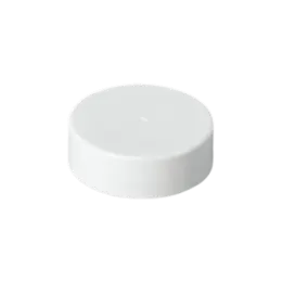 The image shows a Mold-Rite Plastics PP Threaded Closure, 33-400 SS033. It is a white, circular, plastic cap designed for screw-top bottles. The cap has a smooth surface and a flat top with a slightly raised edge. The threading on the inside of the cap is visible, which allows it to securely fasten onto a compatible bottle.