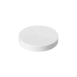 The image displays a white, circular, polypropylene (PP) threaded closure cap with a smooth surface. The cap appears to be uniform in color and texture, designed to fit securely on a compatible container. The product name is "Mold Rite Plastics PP Threaded Closure 70-400 SS070."