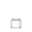 The image shows the Calaso 3.3oz Glass Jar from Glasmeister. The jar is transparent, cylindrical, and has a smooth surface with a wide mouth opening. It has a minimalist design and is shown without a lid. The jar appears to be suitable for holding small quantities of products such as creams, balms, or other cosmetic and personal care items.