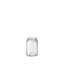 The image features the Calaso 3/4oz Glass Jar. It is a small, clear glass container with a smooth, cylindrical shape and a wide mouth opening. The jar appears to be empty and is photographed against a plain white background, showcasing its simple and elegant design suitable for storing various small items.