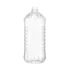 The image shows a clear, cylindrical bottle made of PET plastic. The bottle, named Resilux 67.6oz PET Bottle, has a smooth surface and a wide body tapering slightly towards the base. It features a standard screw top opening at the top. The bottle is transparent, showcasing its clarity and clean design, suitable for holding liquids.