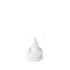 The image shows the Mold-Rite Plastics 2.0oz LDPE Twist Open Cap. The cap is white and cylindrical with a smooth surface. It features a twist-open mechanism, which is indicated by a small, raised arrow and the words "Twist Open" embossed on the top. The cap is designed to fit securely onto containers, providing a tight seal. The overall appearance is clean and functional, suitable for dispensing liquids or gels.