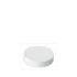 The image shows a Mold-Rite Plastics PP Threaded Closure 53-400 SS053. It features a white, round, plastic screw-on cap with a smooth surface. The cap has a ribbed outer edge for easy grip and twisting. The top of the cap is flat and unbranded, and the threading on the inside of the cap is visible, indicating it is designed to securely seal a compatible container.