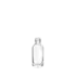 The image shows the Calaso 0.3oz Glass Bottle. The bottle is clear, cylindrical, and has a smooth surface. It is topped with a shiny, silver screw cap. The bottle is empty and appears sleek and minimalist, suitable for holding small amounts of liquid. The overall design is elegant and straightforward.