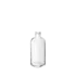 The image shows a clear, empty glass bottle named "Calaso 8.0oz Glass Bottle". The bottle has a cylindrical shape with a smooth surface and a slightly wider base compared to the neck. The neck is threaded, designed to accommodate a screw-on cap or closure. There are no labels, text, or color markings on the bottle, highlighting its transparent and clean design. The photograph is taken against a plain white background, focusing solely on the bottle.
