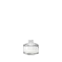 The image displays the "Calaso 3.4oz Glass Bottle." The bottle is transparent, showcasing its clear glass material. It has a cylindrical shape with smooth, straight sides and a flat base. The neck of the bottle is slightly tapered, leading up to a standard screw cap closure. The design is simple and elegant, suitable for various liquid products.