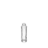 The image shows the Calaso 1.7oz Glass Bottle, a clear, cylindrical bottle with a smooth surface and a narrow neck. The bottle has a simple, elegant design and is empty, showcasing its transparent glass material. The neck appears to be threaded, indicating that it is designed to accommodate a screw-on cap or dispenser. This bottle is typically used for storing liquids such as cosmetics, oils, or other similar products.