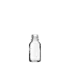 The image shows the Calaso 0.5oz Glass Dropper Bottle by Glasmeister. The bottle is clear with a cylindrical shape and is paired with a black dropper cap. The dropper cap has a smooth, glossy finish, providing a sleek and professional appearance. The glass bottle is empty and designed for precise dispensing of liquids such as essential oils, serums, or other cosmetic products. The overall design is minimalist and functional.