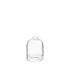 The image shows the Calaso 1.7oz Glass Dropper Bottle. The bottle is clear with a cylindrical shape and a smooth surface. It features a black dropper cap on top, which includes a squeezable rubber bulb for dispensing liquids. The dropper cap fits snugly on the bottle and has a glossy finish. The bottle itself is empty and the image has a plain white background, highlighting the simplicity and elegance of the product.