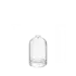 The image features the Calaso 3.4oz Glass Dropper Bottle HD12867-100. The bottle is transparent with a cylindrical shape and a smooth, clear glass surface. It includes a dropper cap with a black top that has a rubber bulb for dispensing liquid. The overall design is sleek and minimalistic, showcasing the elegant simplicity of the product.