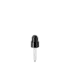 The image shows the Calaso PP Dropper 24/410, a plastic dropper designed for dispensing liquids. The dropper features a white ribbed cap with a smooth, cylindrical base and a narrow nozzle. The cap is attached to the base, which is intended to fit onto a bottle with a 24/410 neck finish. The overall design is clean and functional, suitable for precise liquid dispensing.