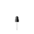 The image shows the Calaso PP Dropper 24/410 (VPB15A3A002-200). It is a clear plastic dropper bottle with a white screw-on dropper cap. The dropper cap has a ribbed texture for easy grip. The bottle is cylindrical with smooth, transparent walls. The dropper mechanism appears integrated into the cap, designed for precise dispensing of liquids. The overall design is sleek and functional, suitable for various liquid products.