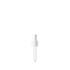 The image features the Calaso PP Dropper DIN18. The dropper consists of a clear, cylindrical glass bottle with a black screw cap dropper top. The dropper cap includes a white rubber bulb and a glass pipette extending down into the bottle. The overall design is sleek and straightforward, highlighting the functionality of the dropper mechanism.