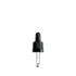 The image shows the Calaso PP Dropper DIN18. It features a cylindrical, white plastic pipette dropper with a smooth finish. The dropper is designed to fit on DIN18 neck bottles and includes a clear glass pipette for dispensing liquids. The top part of the dropper is ribbed for a secure grip during use.